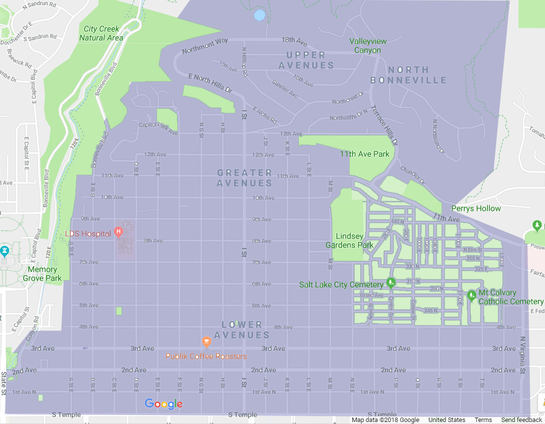 Avenues Map Salt Lake City
